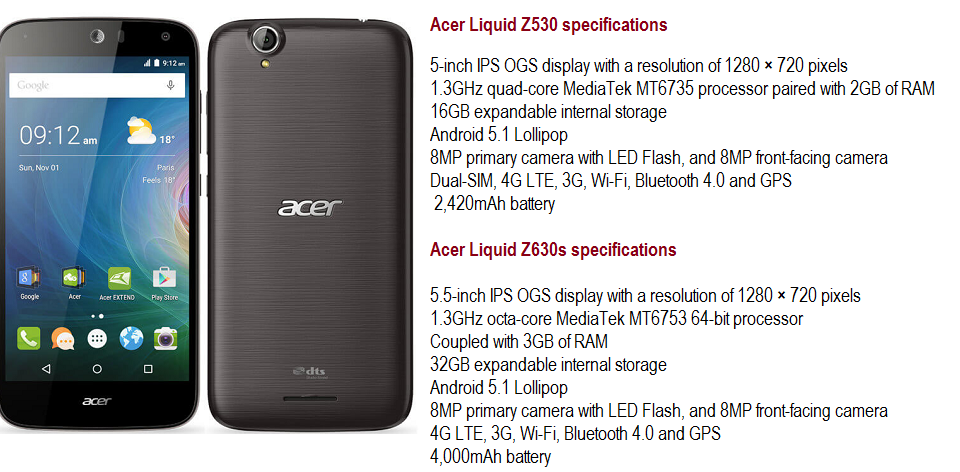 Acer Launched Liquid Z530, Z630s with MannersAli